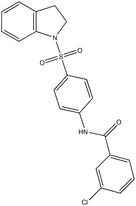 3-chloro-N-[4-(2,3-dihydro-1H-indol-1-ylsulfonyl)phenyl]benzamide Struktur