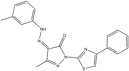 3-methyl-1-(4-phenyl-1,3-thiazol-2-yl)-1H-pyrazole-4,5-dione 4-[N-(3-methylphenyl)hydrazone] Struktur