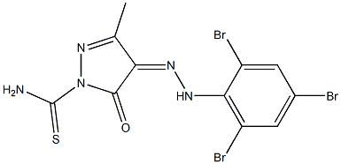 3-methyl-5-oxo-4-[(Z)-2-(2,4,6-tribromophenyl)hydrazono]-1H-pyrazole-1(5H)-carbothioamide Struktur