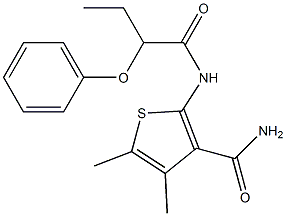 4,5-dimethyl-2-[(2-phenoxybutanoyl)amino]-3-thiophenecarboxamide Struktur