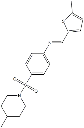 N-{4-[(4-methyl-1-piperidinyl)sulfonyl]phenyl}-N-[(E)-(5-methyl-2-thienyl)methylidene]amine Struktur