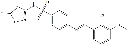 4-{[(E)-(2-hydroxy-3-methoxyphenyl)methylidene]amino}-N-(5-methyl-3-isoxazolyl)benzenesulfonamide Struktur