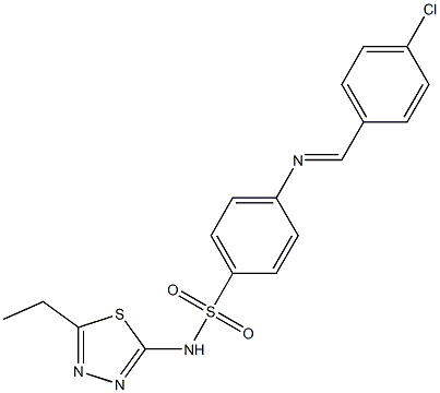 4-{[(E)-(4-chlorophenyl)methylidene]amino}-N-(5-ethyl-1,3,4-thiadiazol-2-yl)benzenesulfonamide Struktur