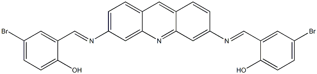 4-bromo-2-{[(6-{[(E)-(5-bromo-2-hydroxyphenyl)methylidene]amino}-3-acridinyl)imino]methyl}phenol Struktur