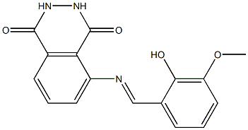 5-{[(E)-(2-hydroxy-3-methoxyphenyl)methylidene]amino}-2,3-dihydro-1,4-phthalazinedione Struktur