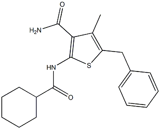 5-benzyl-2-[(cyclohexylcarbonyl)amino]-4-methyl-3-thiophenecarboxamide Struktur