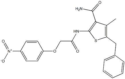 5-benzyl-4-methyl-2-{[2-(4-nitrophenoxy)acetyl]amino}-3-thiophenecarboxamide Struktur