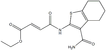 ethyl (E)-4-{[3-(aminocarbonyl)-4,5,6,7-tetrahydro-1-benzothiophen-2-yl]amino}-4-oxo-2-butenoate Struktur