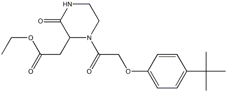 ethyl 2-(1-{2-[4-(tert-butyl)phenoxy]acetyl}-3-oxo-2-piperazinyl)acetate Struktur