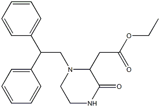 ethyl 2-[1-(2,2-diphenylethyl)-3-oxo-2-piperazinyl]acetate Struktur