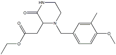 ethyl 2-[1-(4-methoxy-3-methylbenzyl)-3-oxo-2-piperazinyl]acetate Struktur