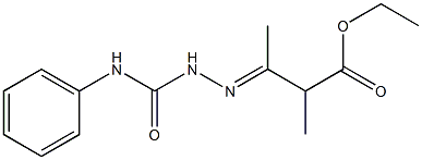 ethyl 3-[(E)-2-(anilinocarbonyl)hydrazono]-2-methylbutanoate Struktur