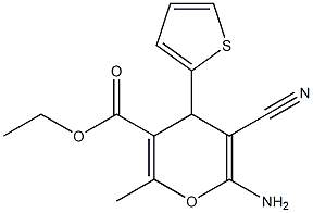 ethyl 6-amino-5-cyano-2-methyl-4-(2-thienyl)-4H-pyran-3-carboxylate Struktur