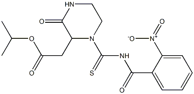 isopropyl 2-(1-{[(2-nitrobenzoyl)amino]carbothioyl}-3-oxo-2-piperazinyl)acetate Struktur