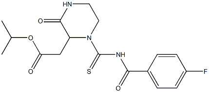 isopropyl 2-(1-{[(4-fluorobenzoyl)amino]carbothioyl}-3-oxo-2-piperazinyl)acetate Struktur