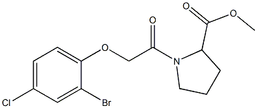 methyl 1-[2-(2-bromo-4-chlorophenoxy)acetyl]-2-pyrrolidinecarboxylate Struktur