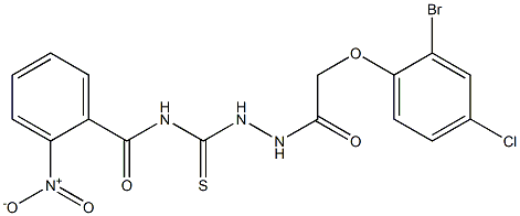 N-({2-[2-(2-bromo-4-chlorophenoxy)acetyl]hydrazino}carbothioyl)-2-nitrobenzamide Struktur