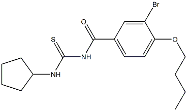 N-(3-bromo-4-butoxybenzoyl)-N'-cyclopentylthiourea Struktur