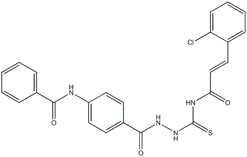 N-(4-{[2-({[(E)-3-(2-chlorophenyl)-2-propenoyl]amino}carbothioyl)hydrazino]carbonyl}phenyl)benzamide Struktur