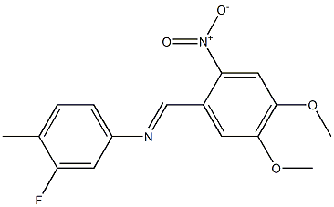 N-[(E)-(4,5-dimethoxy-2-nitrophenyl)methylidene]-N-(3-fluoro-4-methylphenyl)amine Struktur