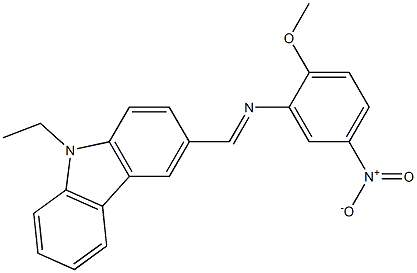 N-[(E)-(9-ethyl-9H-carbazol-3-yl)methylidene]-N-(2-methoxy-5-nitrophenyl)amine Struktur