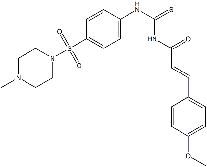 N-[(E)-3-(4-methoxyphenyl)-2-propenoyl]-N'-{4-[(4-methyl-1-piperazinyl)sulfonyl]phenyl}thiourea Struktur