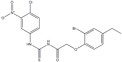 N-[2-(2-bromo-4-ethylphenoxy)acetyl]-N'-(4-chloro-3-nitrophenyl)thiourea Struktur