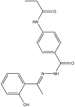 N-[4-({2-[(E)-1-(2-hydroxyphenyl)ethylidene]hydrazino}carbonyl)phenyl]propanamide Struktur