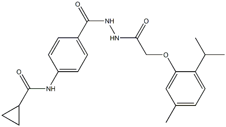 N-[4-({2-[2-(2-isopropyl-5-methylphenoxy)acetyl]hydrazino}carbonyl)phenyl]cyclopropanecarboxamide Struktur