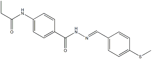 N-{4-[(2-{(E)-[4-(methylsulfanyl)phenyl]methylidene}hydrazino)carbonyl]phenyl}propanamide Struktur