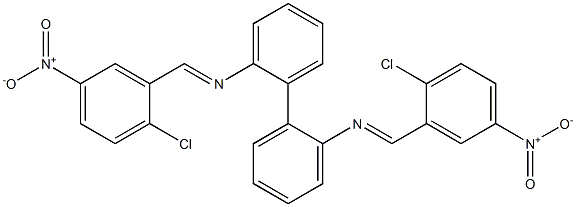 N-[(E)-(2-chloro-5-nitrophenyl)methylidene]-N-(2'-{[(E)-(2-chloro-5-nitrophenyl)methylidene]amino}[1,1'-biphenyl]-2-yl)amine Struktur