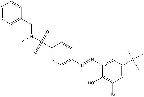 N-benzyl-4-{(E)-2-[3-bromo-5-(tert-butyl)-2-hydroxyphenyl]diazenyl}-N-methylbenzenesulfonamide Struktur