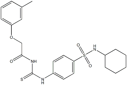 N-cyclohexyl-4-[({[2-(3-methylphenoxy)acetyl]amino}carbothioyl)amino]benzenesulfonamide Struktur