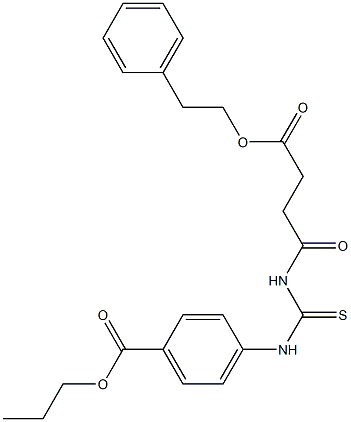 propyl 4-[({[4-oxo-4-(phenethyloxy)butanoyl]amino}carbothioyl)amino]benzoate Struktur