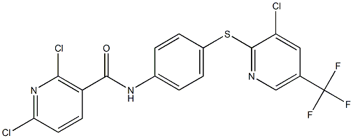 2,6-dichloro-N-(4-{[3-chloro-5-(trifluoromethyl)-2-pyridinyl]sulfanyl}phenyl)nicotinamide Struktur