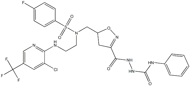 2-{[5-({(2-{[3-chloro-5-(trifluoromethyl)-2-pyridinyl]amino}ethyl)[(4-fluorophenyl)sulfonyl]amino}methyl)-4,5-dihydro-3-isoxazolyl]carbonyl}-N-phenyl-1-hydrazinecarboxamid Struktur