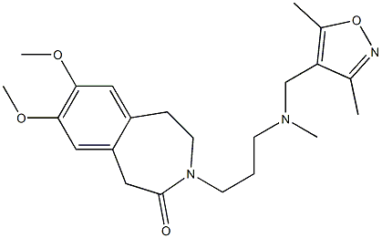 2,3-Dihydro-7,8-dimethoxy-3-[3-[N-[(3,5-dimethyl-4-isoxazolyl)methyl]-N-methylamino]propyl]-1H-3-benzazepin-4(5H)-one Struktur