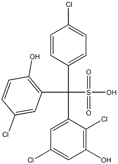 (4-Chlorophenyl)(3-chloro-6-hydroxyphenyl)(2,5-dichloro-3-hydroxyphenyl)methanesulfonic acid Struktur