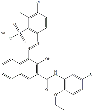 3-Chloro-2-methyl-6-[[3-[[(3-chloro-6-ethoxyphenyl)amino]carbonyl]-2-hydroxy-1-naphtyl]azo]benzenesulfonic acid sodium salt Struktur