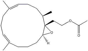 (1R,2S,3S,7E,11E)-2,3-Epoxy-1,7,11-trimethylcyclotetradeca-7,11-diene-2-ethanol acetate Struktur