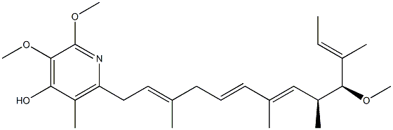 2,3-Dimethoxy-6-[(2E,5E,7E,9S,10S,11E)-10-methoxy-3,7,9,11-tetramethyl-2,5,7,11-tridecatetrenyl]-5-methylpyridin-4-ol Struktur