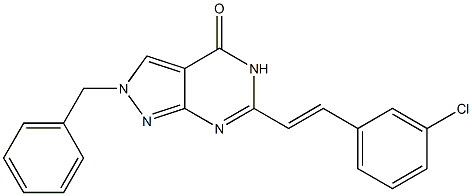 6-(m-Chlorostyryl)-2-benzyl-2H-pyrazolo[3,4-d]pyrimidin-4(5H)-one Struktur