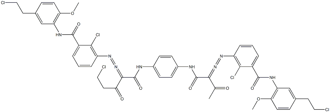 3,3'-[2-(Chloromethyl)-1,4-phenylenebis[iminocarbonyl(acetylmethylene)azo]]bis[N-[3-(2-chloroethyl)-6-methoxyphenyl]-2-chlorobenzamide] Struktur