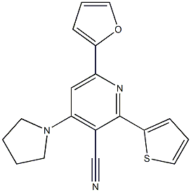 2-(2-Thienyl)-4-(pyrrolidin-1-yl)-6-(2-furanyl)pyridine-3-carbonitrile Struktur