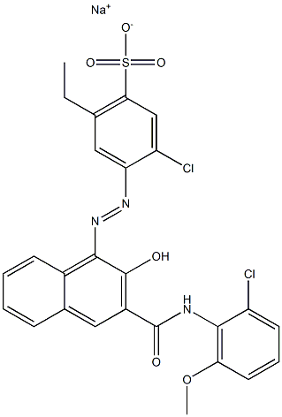 3-Chloro-6-ethyl-4-[[3-[[(2-chloro-6-methoxyphenyl)amino]carbonyl]-2-hydroxy-1-naphtyl]azo]benzenesulfonic acid sodium salt Struktur