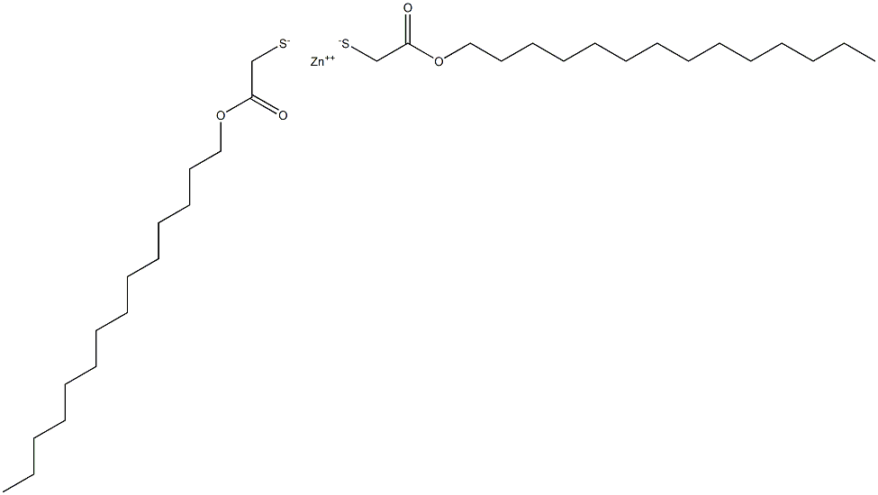 Zinc bis[(tetradecyloxycarbonyl)methanethiolate] Struktur