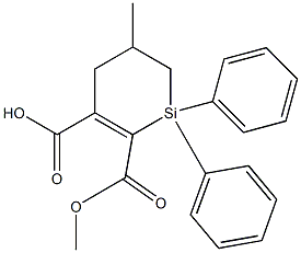 1,1-Diphenyl-5-methyl-1-sila-2-cyclohexene-2,3-bis(carboxylic acid methyl) ester Struktur