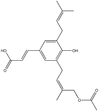 (E)-3-[3-(3-Methyl-2-butenyl)-4-hydroxy-5-[(Z)-4-acetoxy-3-methyl-2-butenyl]phenyl]acrylic acid Struktur