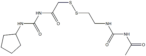 1-Acetyl-3-[2-[[(3-cyclopentylureido)carbonylmethyl]dithio]ethyl]urea Struktur