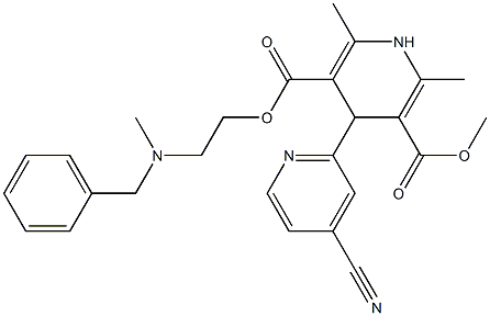 4-(4-Cyanopyridin-2-yl)-1,4-dihydro-2,6-dimethylpyridine-3,5-dicarboxylic acid 3-methyl 5-[2-(N-methyl-N-benzylamino)ethyl] ester Struktur